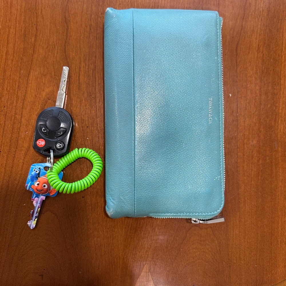 Tiffany & Co. Aqua Leather Clutch